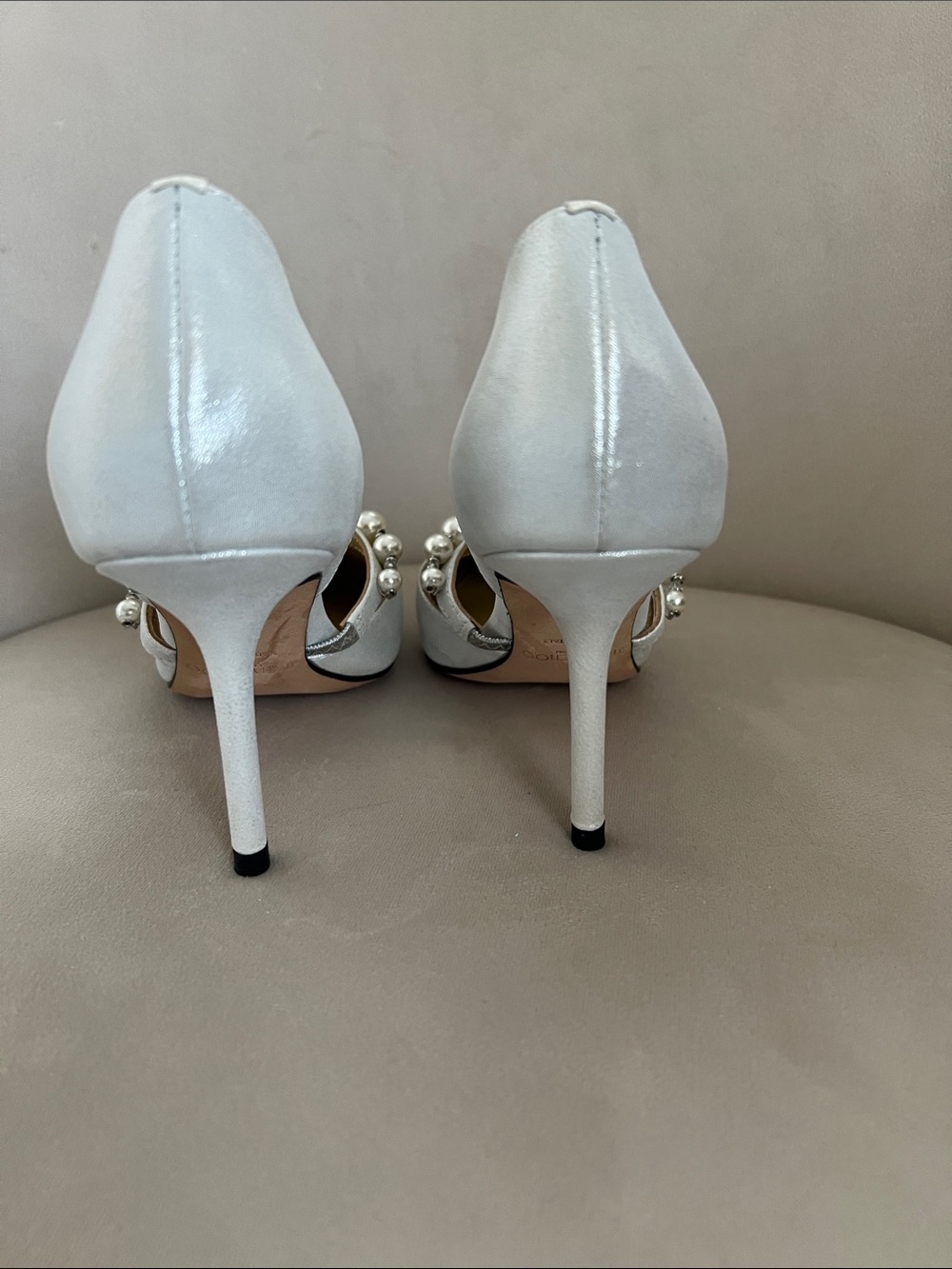 Jimmy Choo Pearl-Trim White Pointed-Toe Pumps - Picture 4 of 6